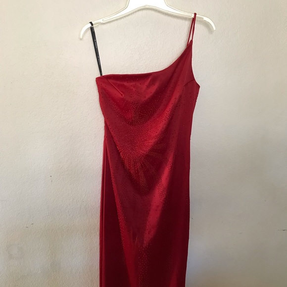 Sexy red one strap slit maxi dress - Picture 2 of 7